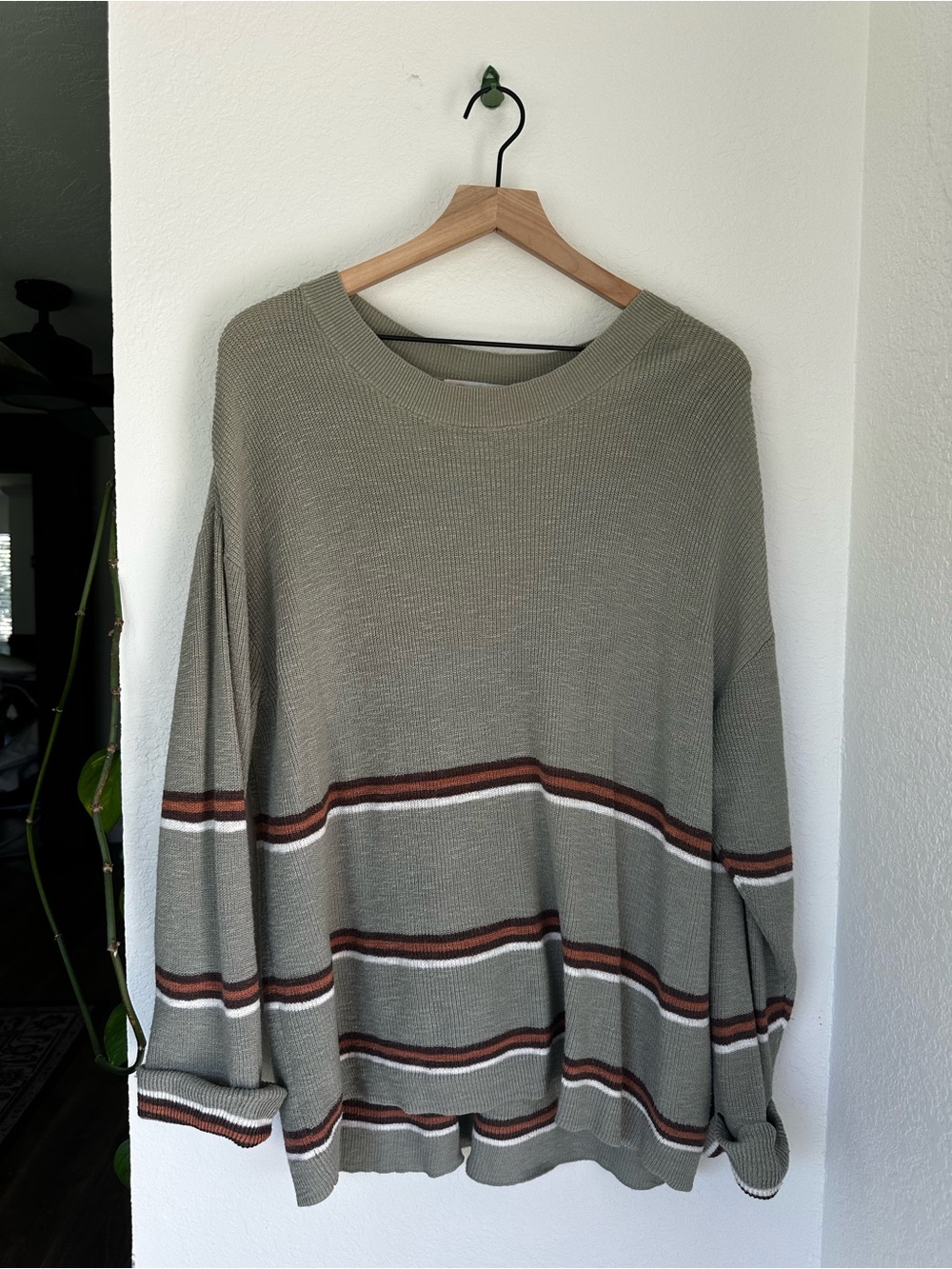 Free People Olive Green Stripped Set